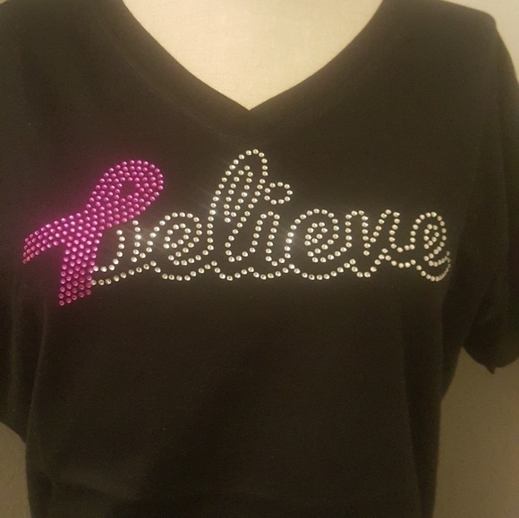 Women Rhinestone Breast Cancer Awareness Shirt - Picture 2 of 2
